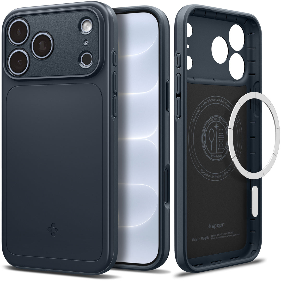 Handyhülle für iPhone 18 Pro Max, Spigen Thin Fit Mag mit MagSafe, Dunkelblau (9/15)