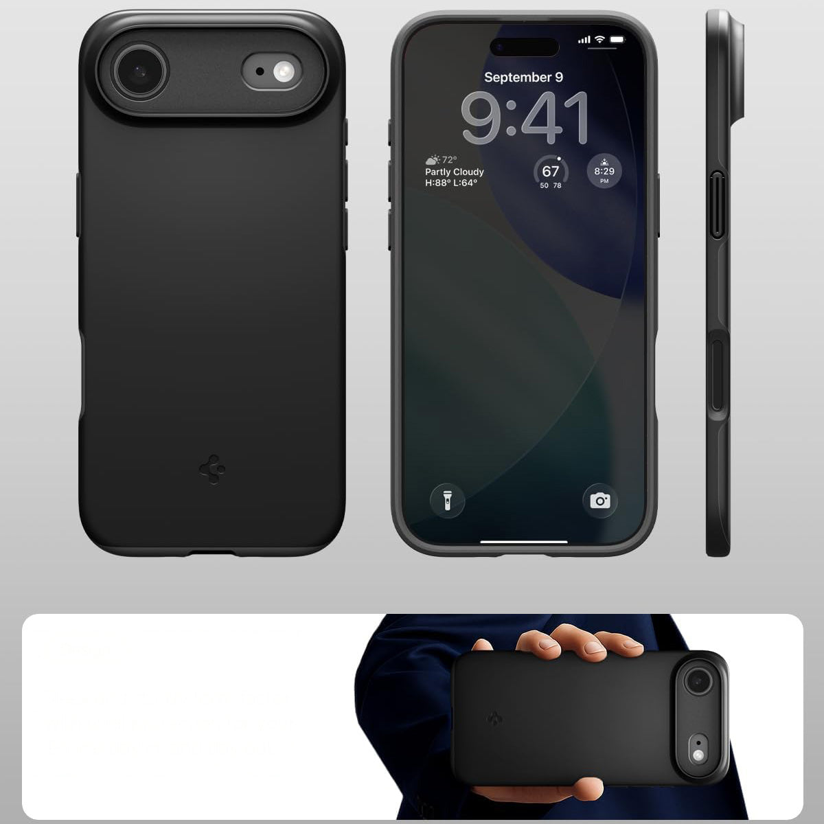 Handyhülle für iPhone Air, Spigen Thin Fit Mag mit MagSafe, Schwarz