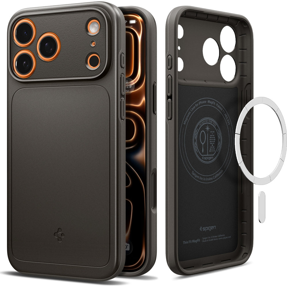 Handyhülle für iPhone 17 Pro, Spigen Thin Fit Mag mit MagSafe, Rotguss