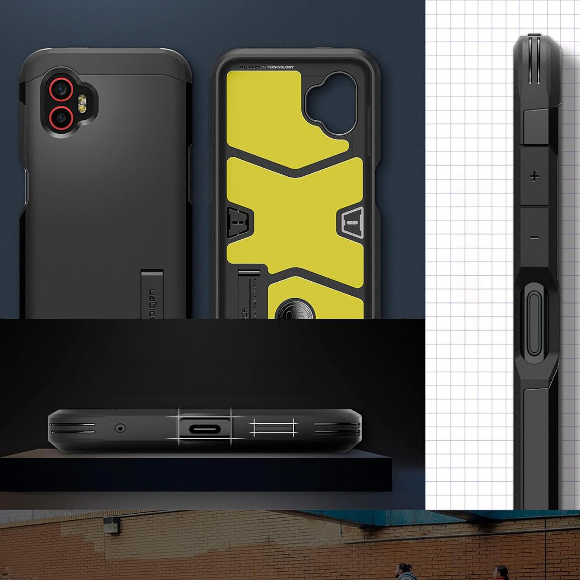 Handyhülle für Galaxy Xcover 7 Pro, Spigen Tough Armor, Schwarz