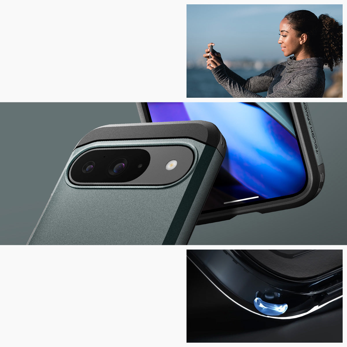 Handyhülle für Google Pixel 9 / 9 Pro, Spigen Tough Armor, Grün