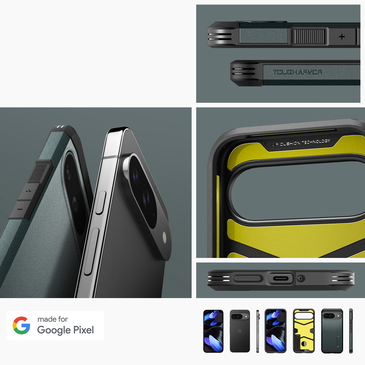 Handyhülle für Google Pixel 9 / 9 Pro, Spigen Tough Armor, Grün