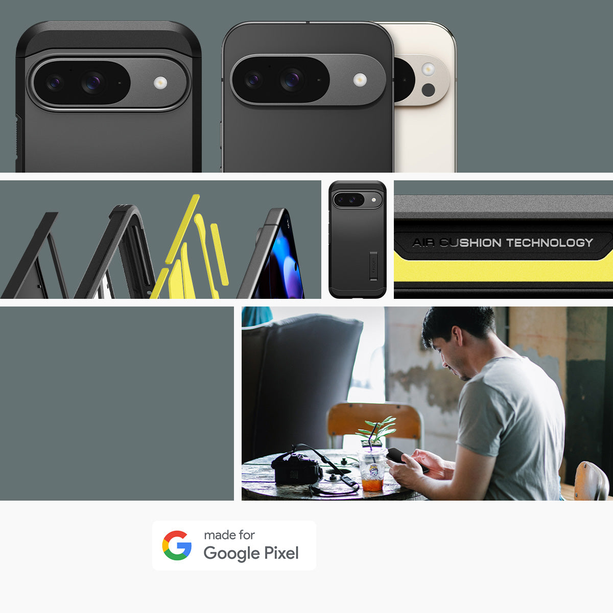 Handyhülle für Google Pixel 9 / 9 Pro, Spigen Tough Armor, Schwarz