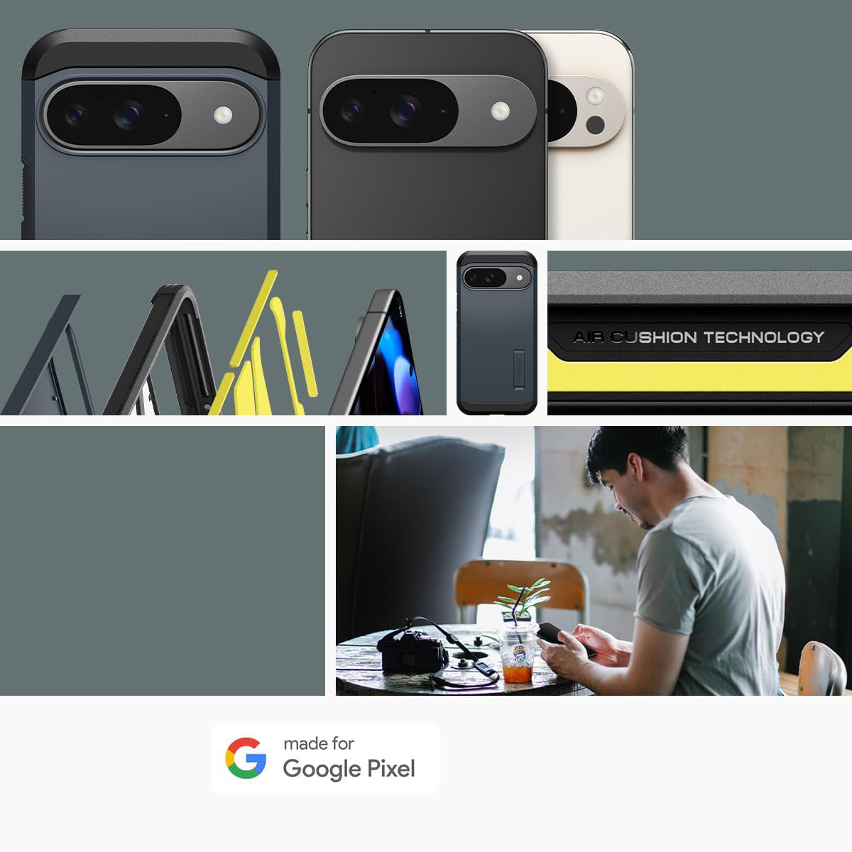 Handyhülle für Google Pixel 9 / 9 Pro, Spigen Tough Armor, Graphitgrau