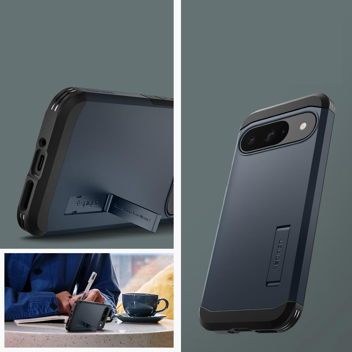 Handyhülle für Google Pixel 9 / 9 Pro, Spigen Tough Armor, Graphitgrau