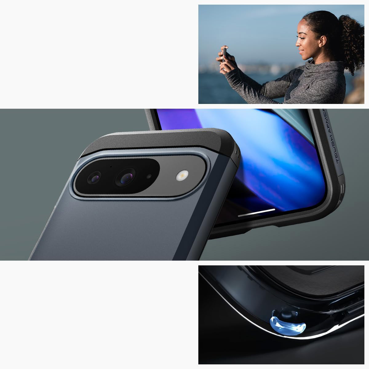 Handyhülle für Google Pixel 9 / 9 Pro, Spigen Tough Armor, Graphitgrau