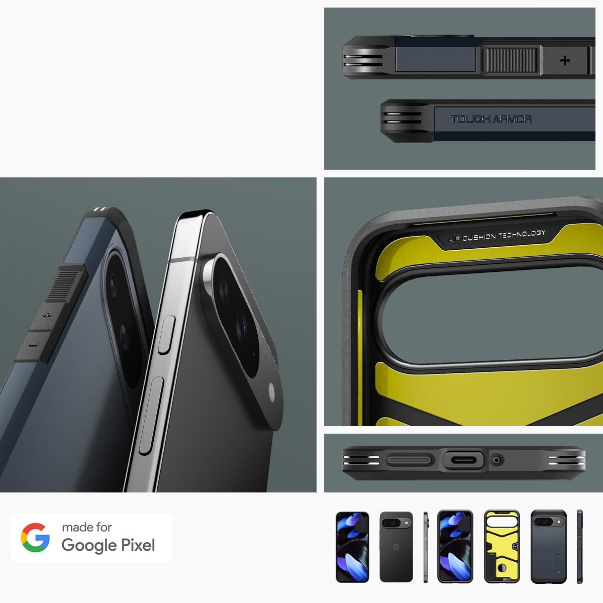 Handyhülle für Google Pixel 9 / 9 Pro, Spigen Tough Armor, Graphitgrau