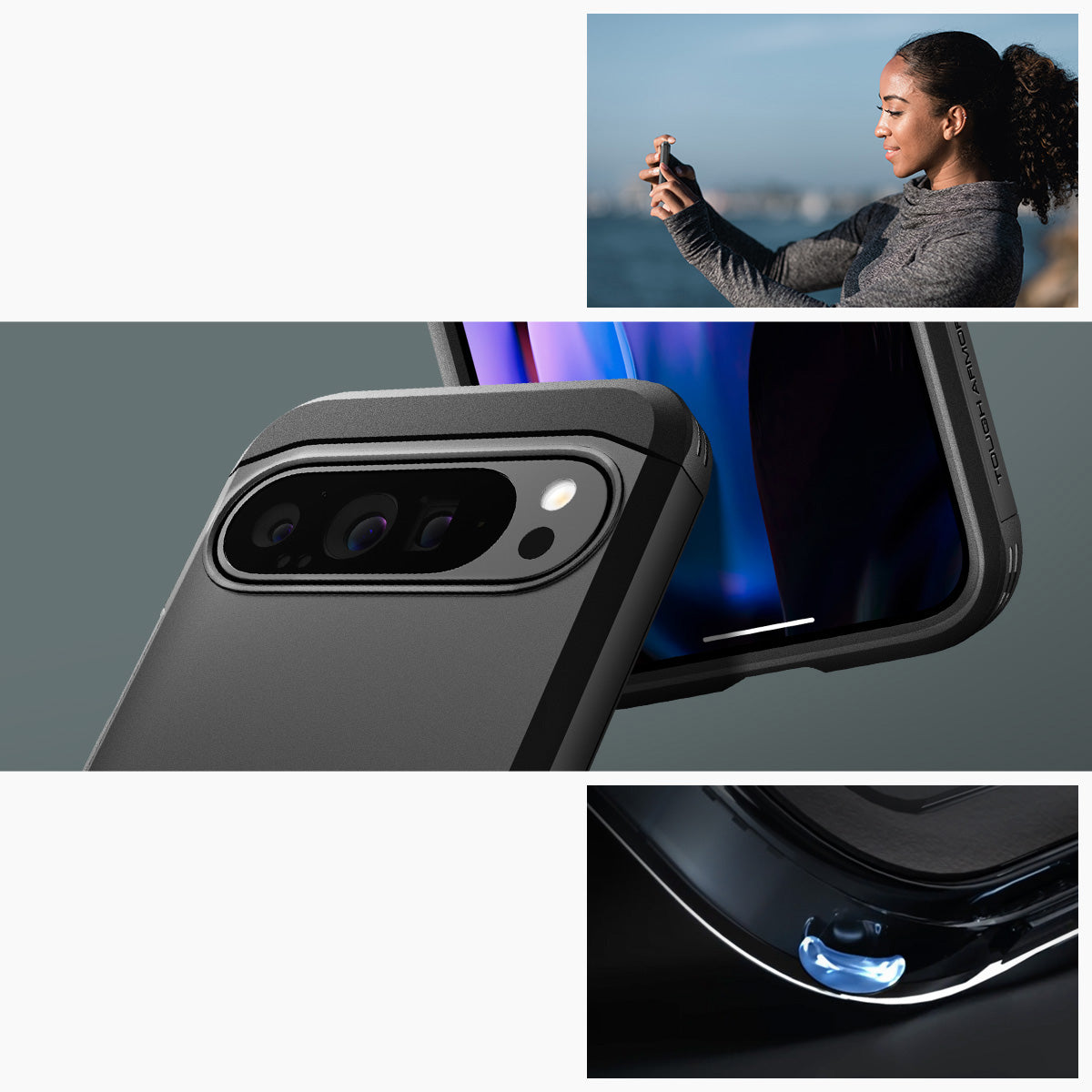 Handyhülle für Google Pixel 9 Pro XL, Spigen Tough Armor, Schwarz