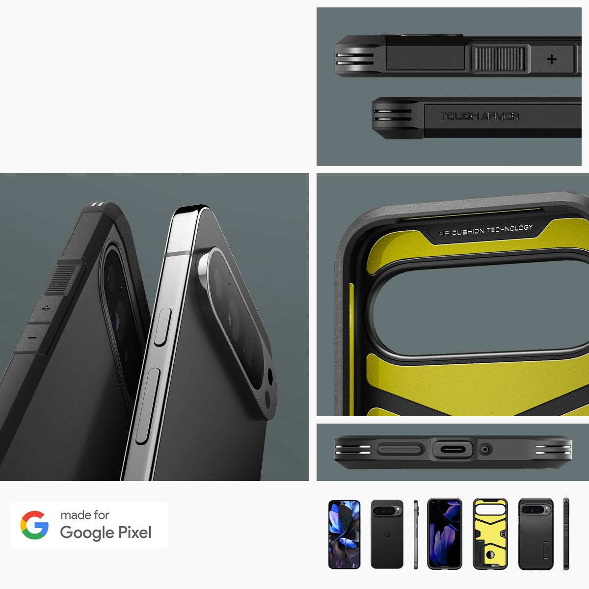 Handyhülle für Google Pixel 9 Pro XL, Spigen Tough Armor, Schwarz