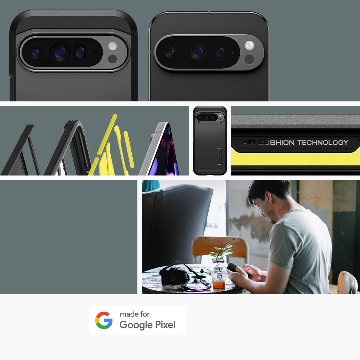 Handyhülle für Google Pixel 9 Pro XL, Spigen Tough Armor, Schwarz