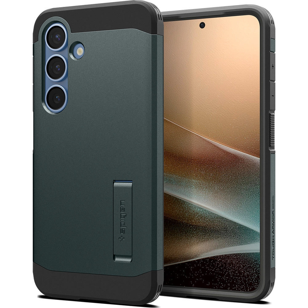 Handyhülle für Galaxy S25, Spigen Tough Armor Mag mit MagSafe, Grün