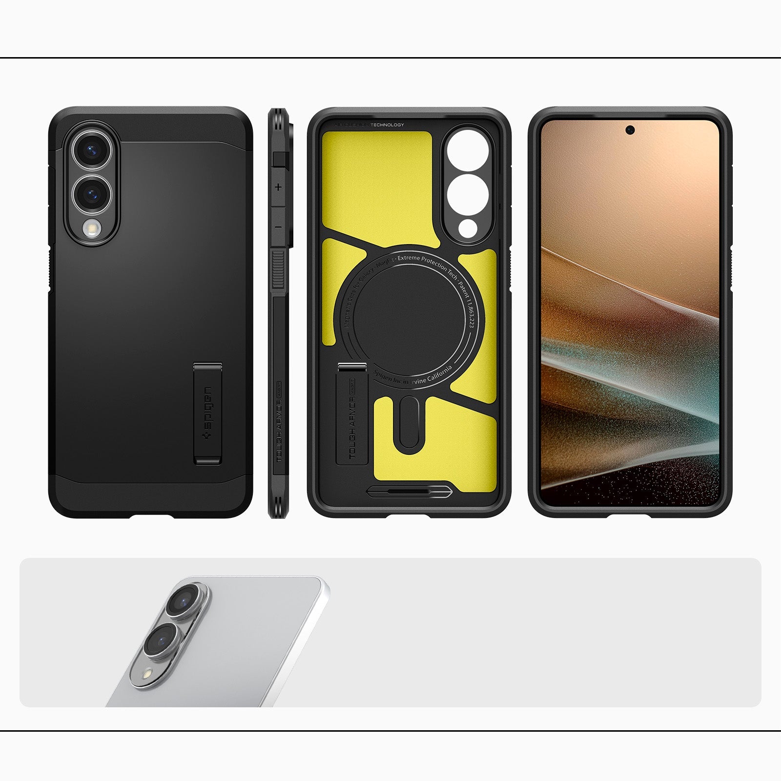 Handyhülle für Galaxy S25 Edge, Spigen Tough Armor Mag mit MagSafe, Schwarz