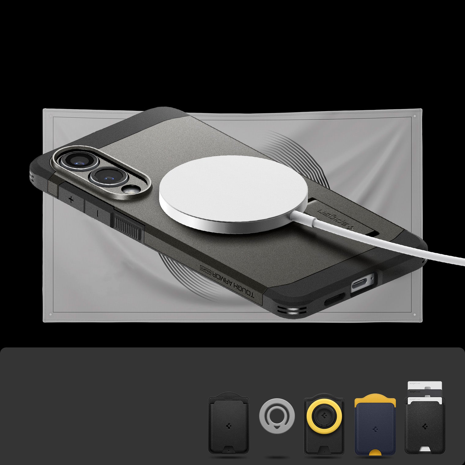 Handyhülle für Galaxy S25 Edge, Spigen Tough Armor Mag mit MagSafe, Rotguss