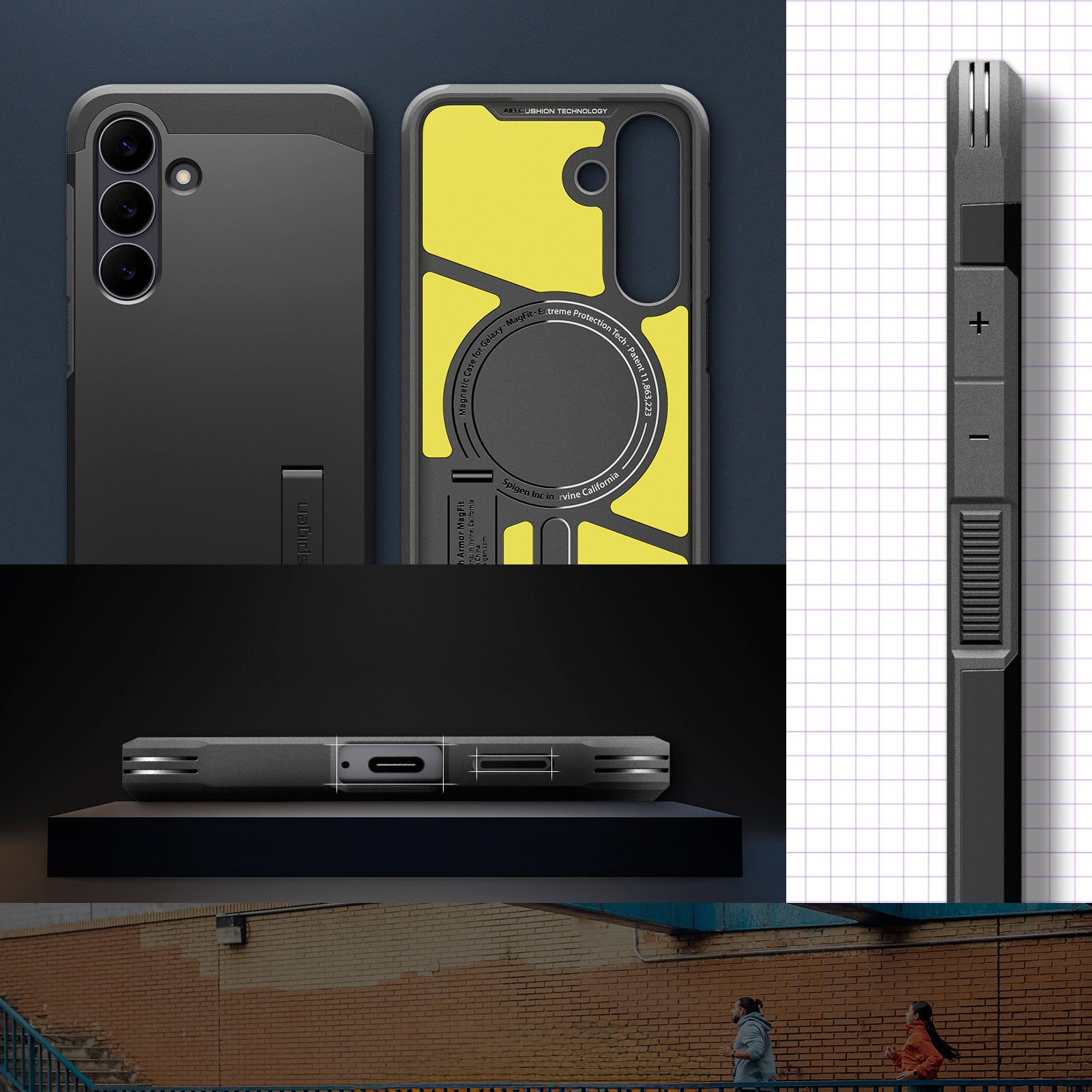 Handyhülle für Galaxy S25 FE, Spigen Tough Armor Mag mit MagSafe, Schwarz