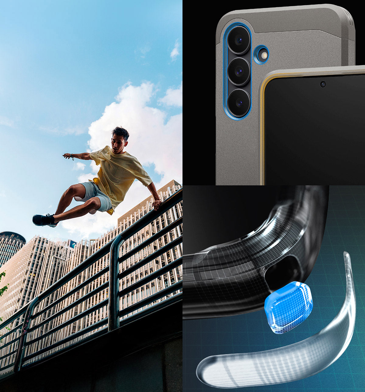 Handyhülle für Galaxy S25 FE, Spigen Tough Armor Mag mit MagSafe, Grau