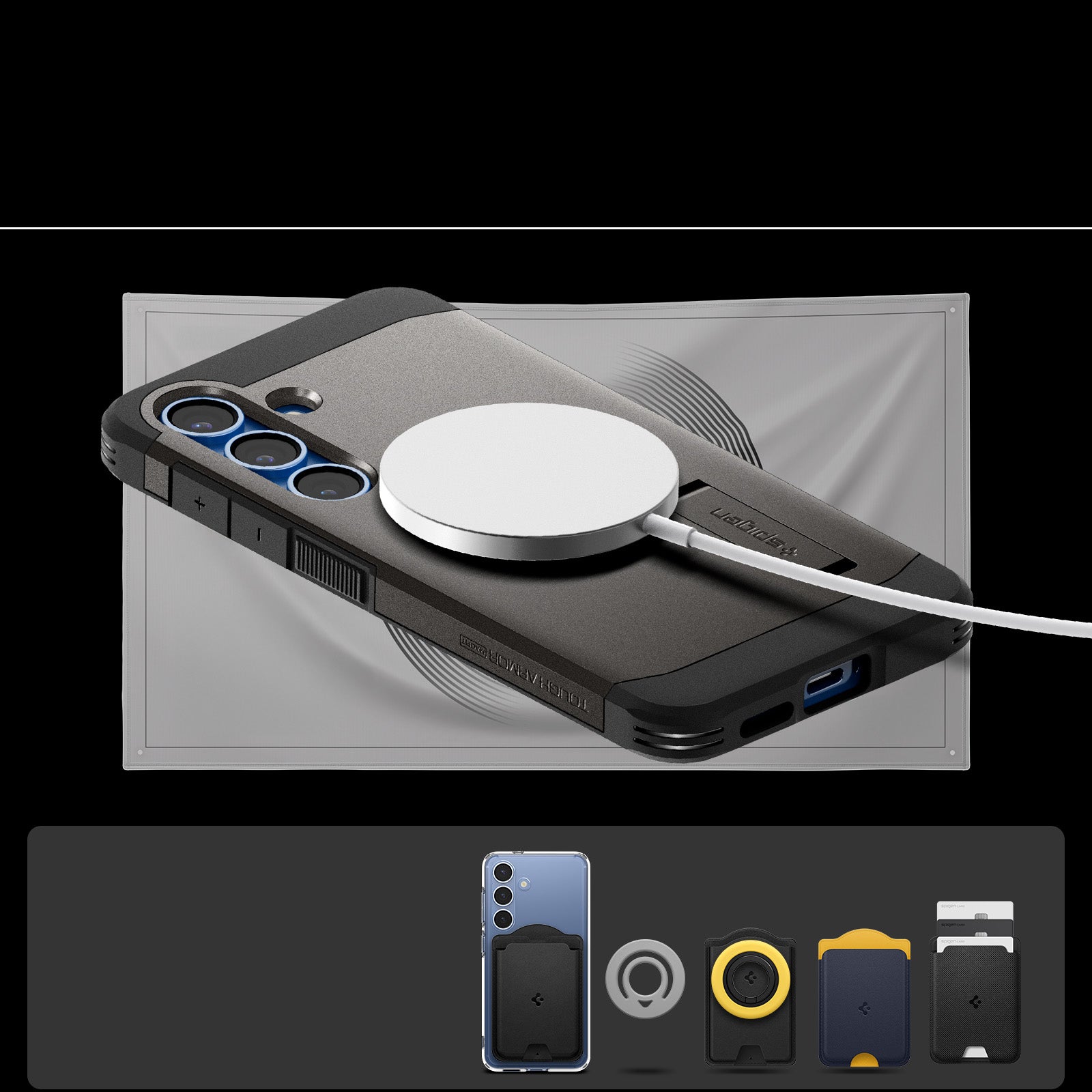Handyhülle für Galaxy S25, Spigen Tough Armor Mag mit MagSafe, Rotguss