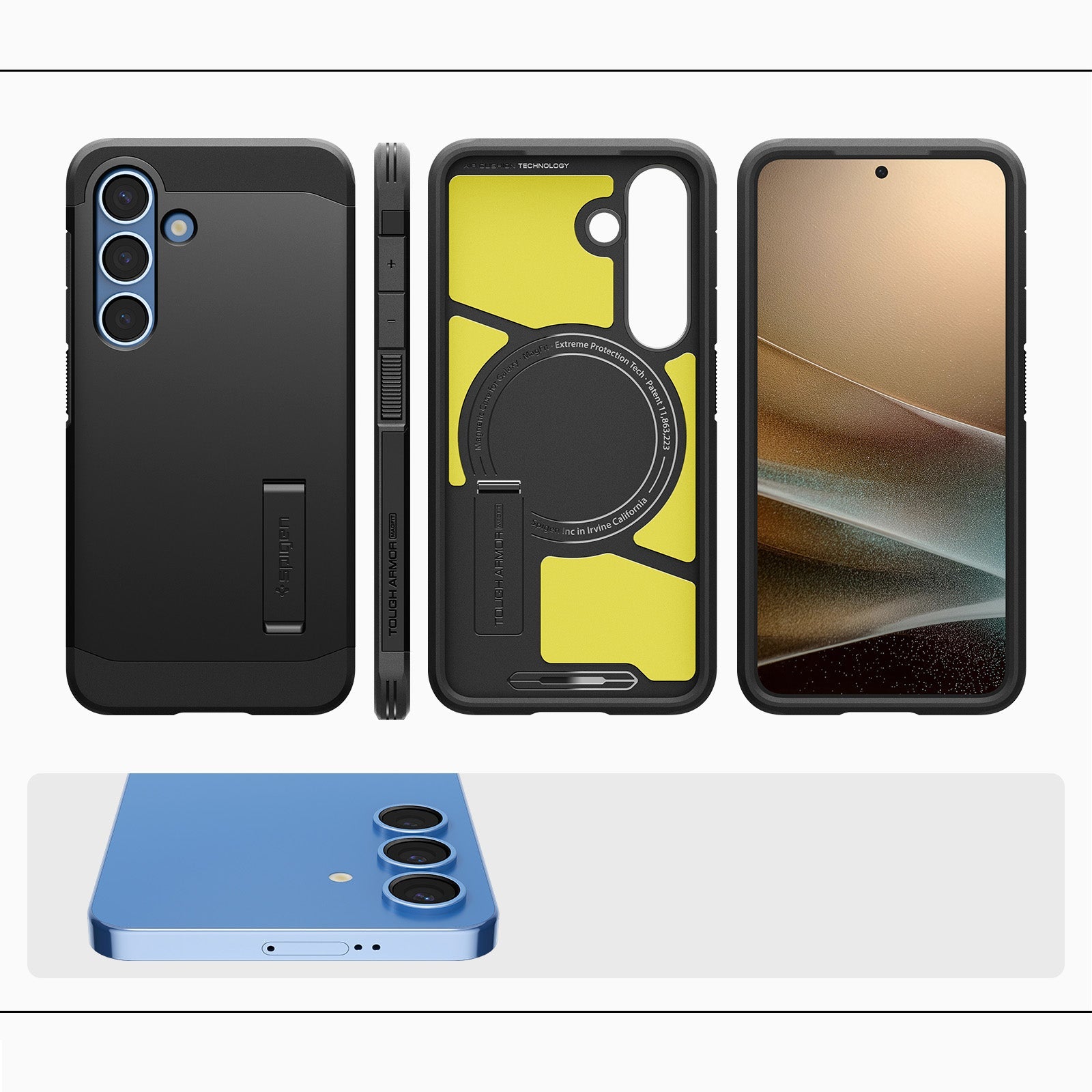 Handyhülle für Galaxy S25 Plus, Spigen Tough Armor Mag mit MagSafe, Schwarz