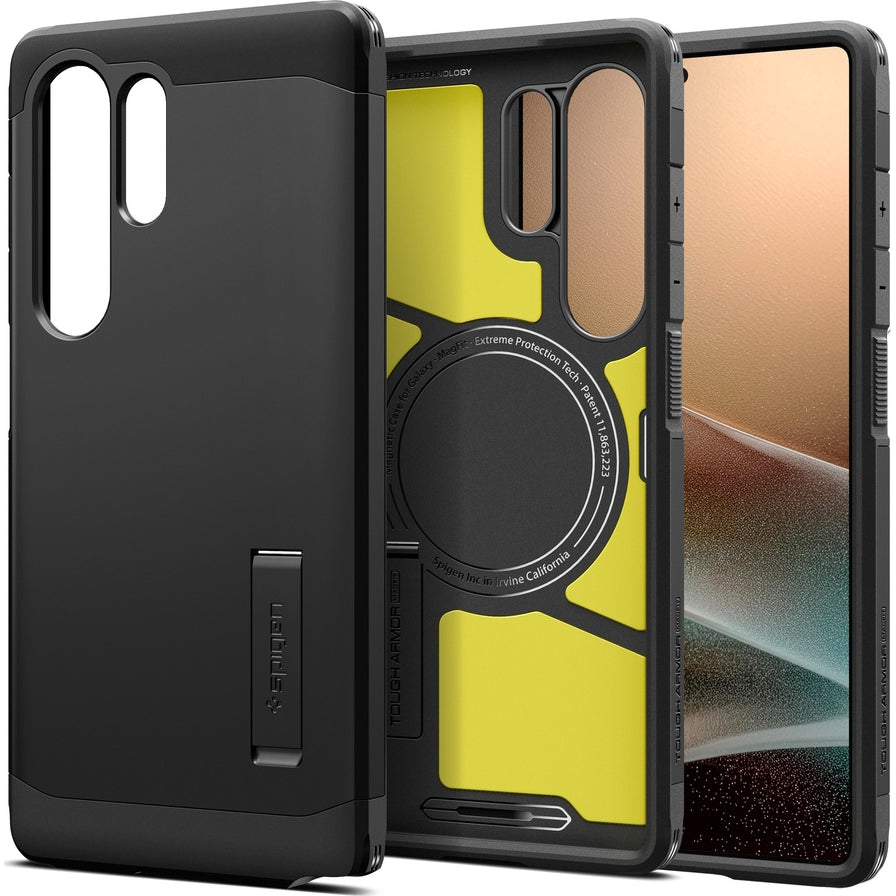Handyhülle für Galaxy S25 Ultra, Spigen Tough Armor Mag mit MagSafe, Schwarz