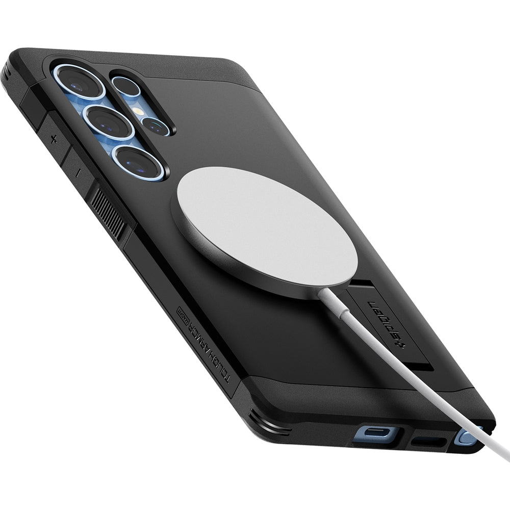 Handyhülle für Galaxy S25 Ultra, Spigen Tough Armor Mag mit MagSafe, Schwarz