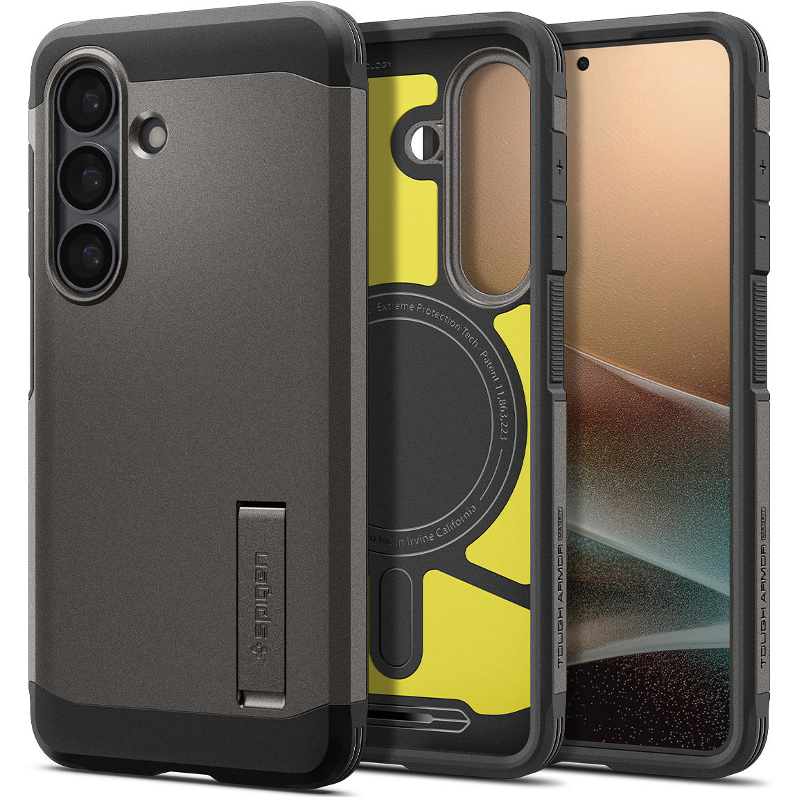 Handyhülle für Galaxy S26, Spigen Tough Armor Mag mit MagSafe, Grau