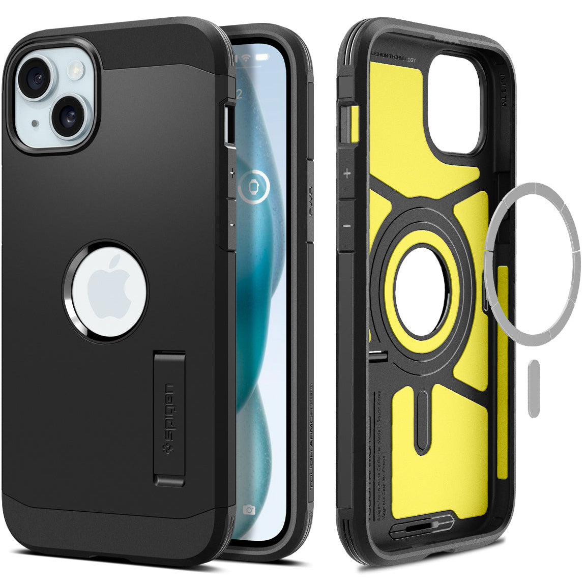 Schutzhülle Spigen Tough Armor Mag mit MagSafe für Apple iPhone 15, Schwarz
