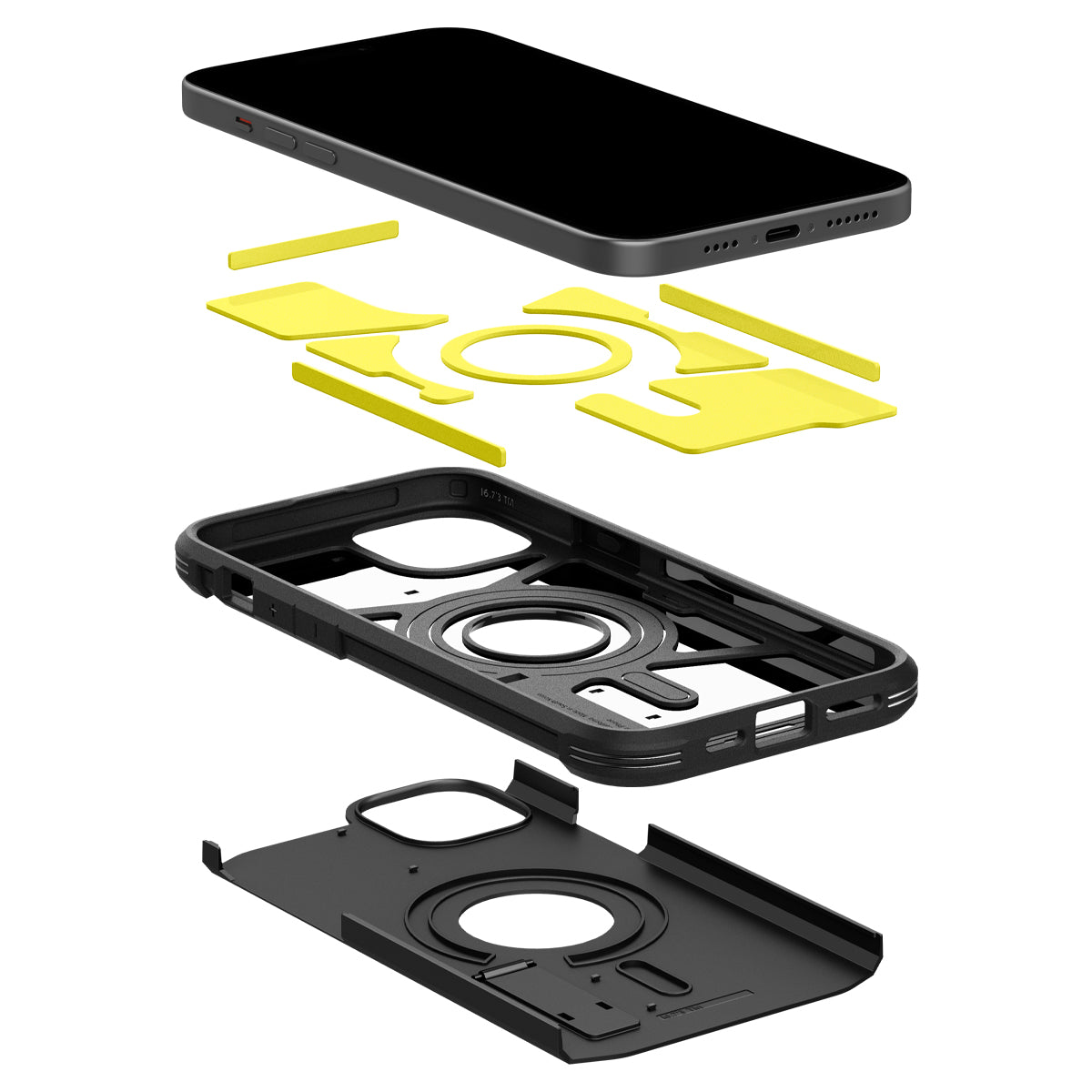 Schutzhülle Spigen Tough Armor Mag mit MagSafe für Apple iPhone 15, Schwarz