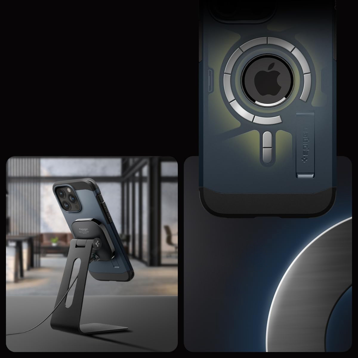 Schutzhülle Spigen Tough Armor Mag mit MagSafe für Apple iPhone 15 Pro Max, Dunkelblau