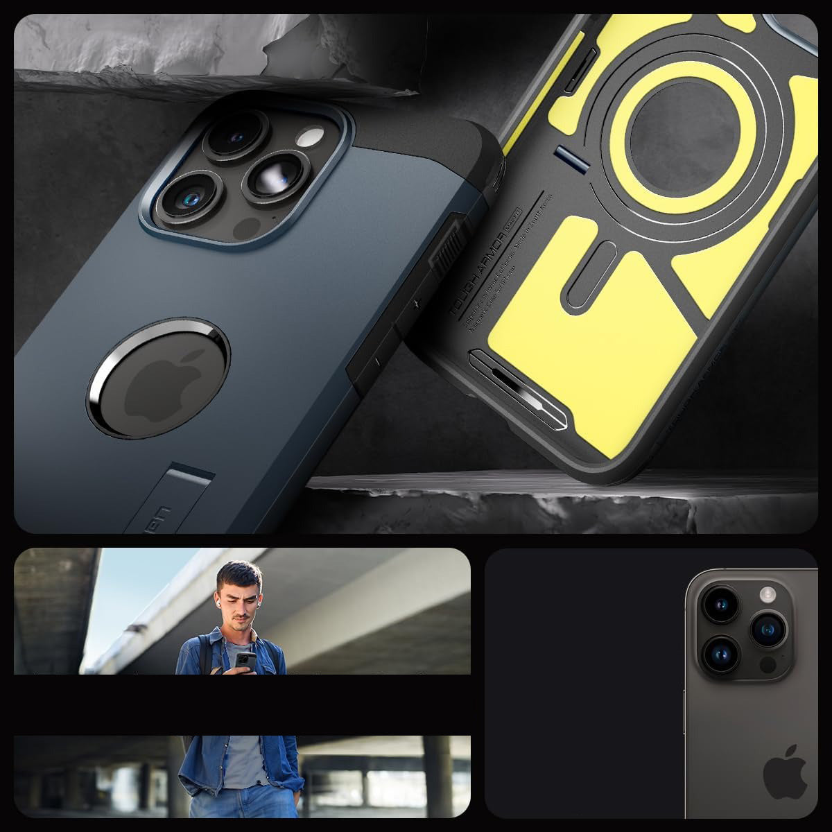 Schutzhülle Spigen Tough Armor Mag mit MagSafe für Apple iPhone 15 Pro Max, Dunkelblau