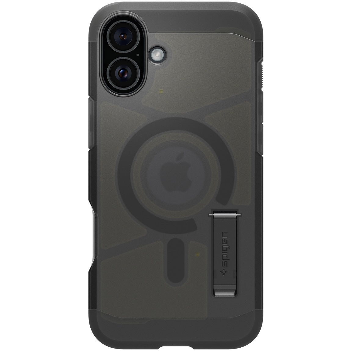 Handyhülle für iPhone 16, Spigen Tough Armor Mag mit MagSafe, Rauchfarben
