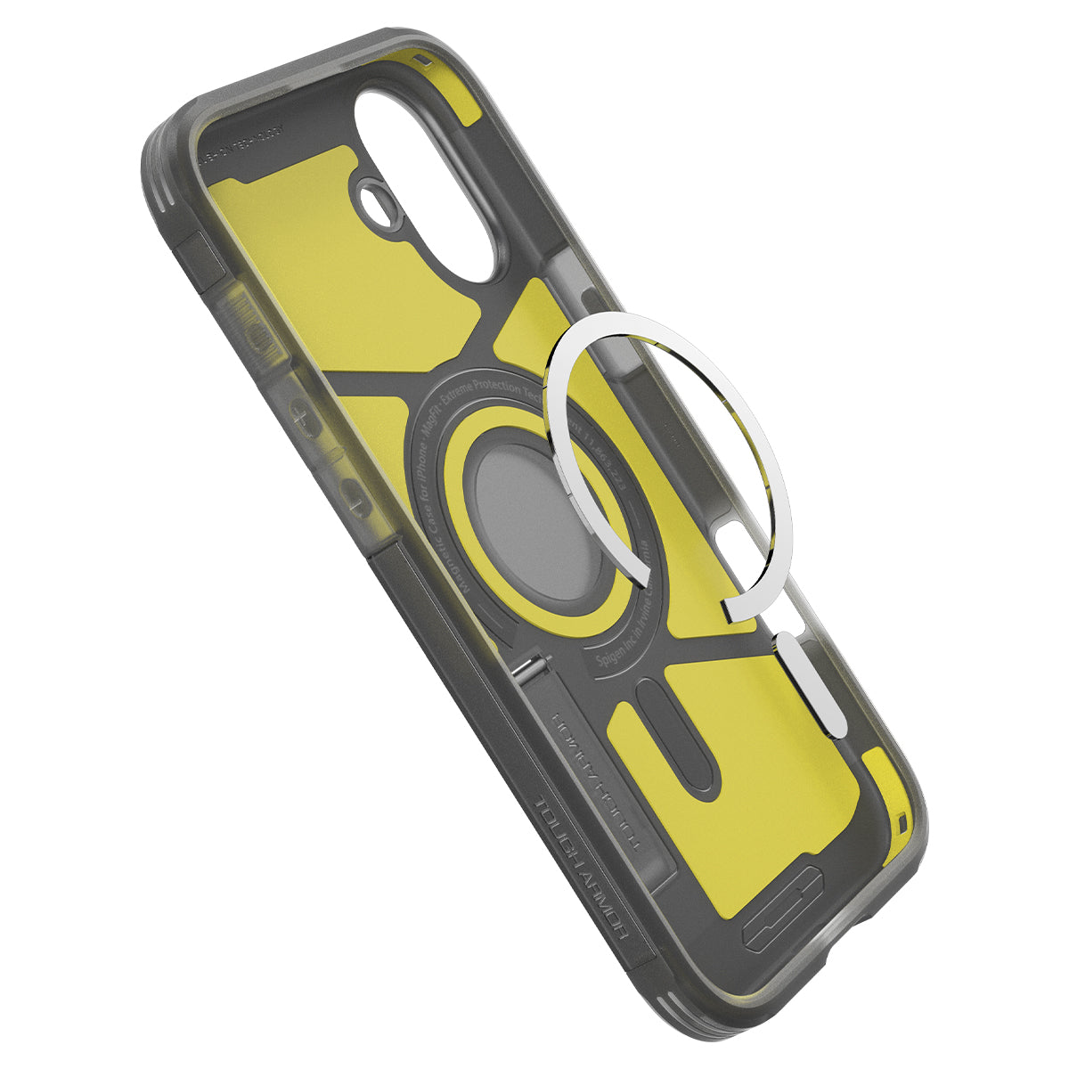 Handyhülle für iPhone 16, Spigen Tough Armor Mag mit MagSafe, Rauchfarben
