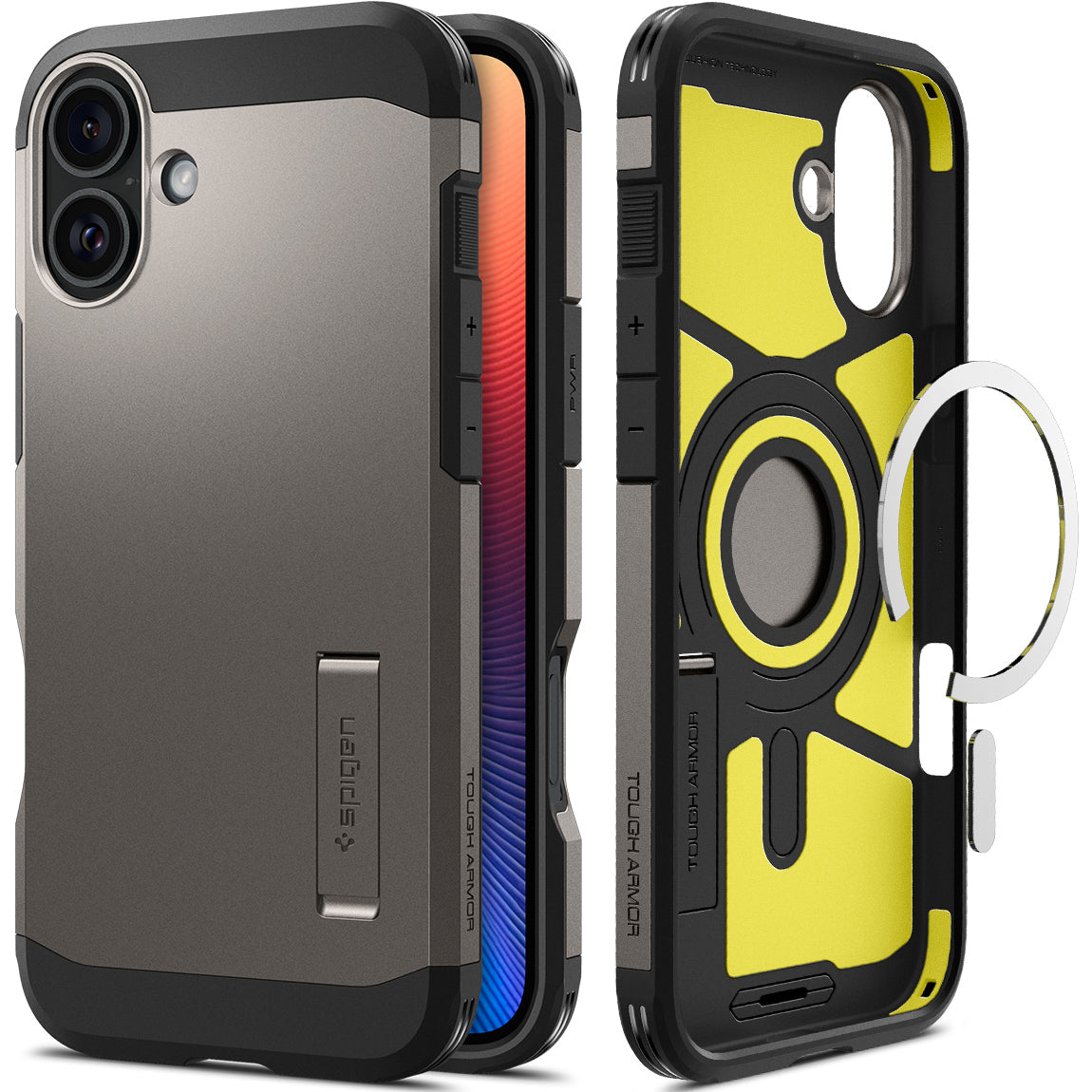 Handyhülle für iPhone 16, Spigen Tough Armor Mag mit MagSafe, Rotguss