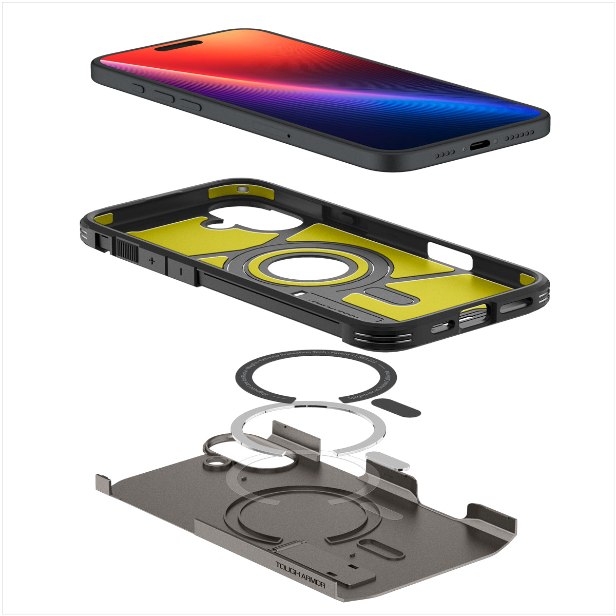 Handyhülle für iPhone 16, Spigen Tough Armor Mag mit MagSafe, Rotguss