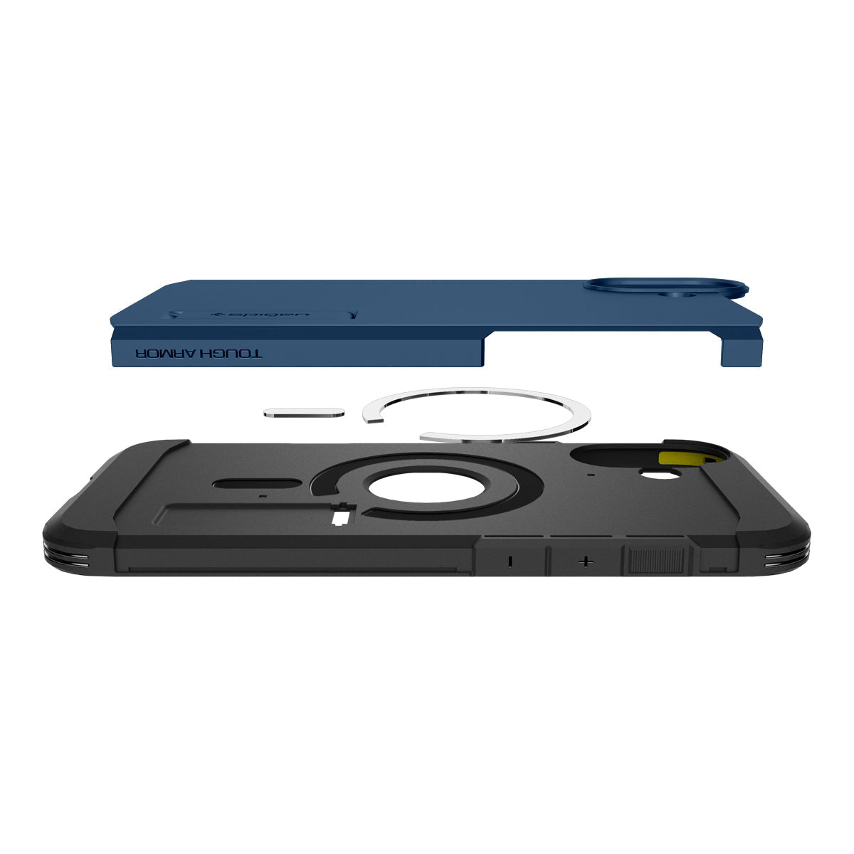 Handyhülle für iPhone 16, Spigen Tough Armor Mag mit MagSafe, Dunkelblau