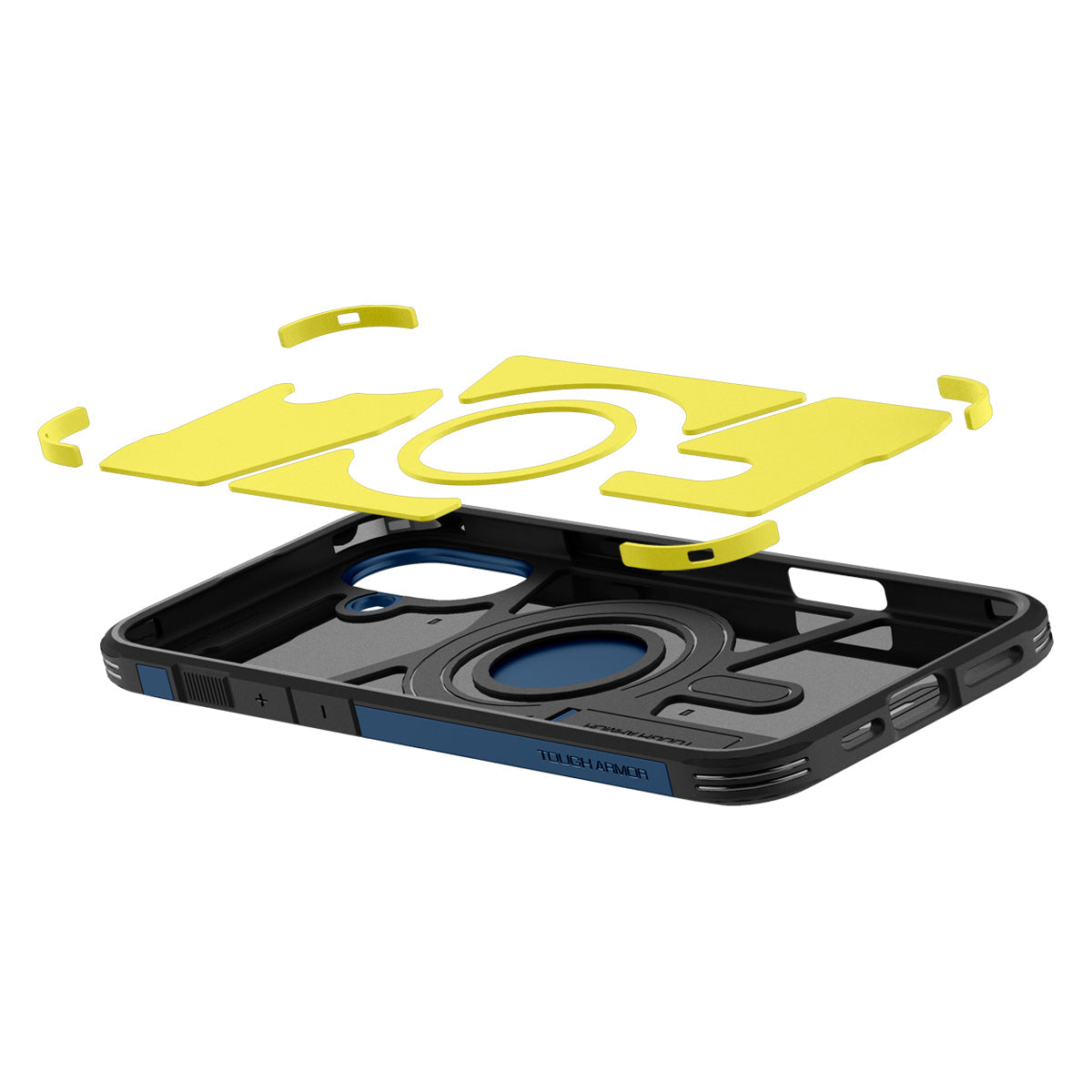 Handyhülle für iPhone 16, Spigen Tough Armor Mag mit MagSafe, Dunkelblau