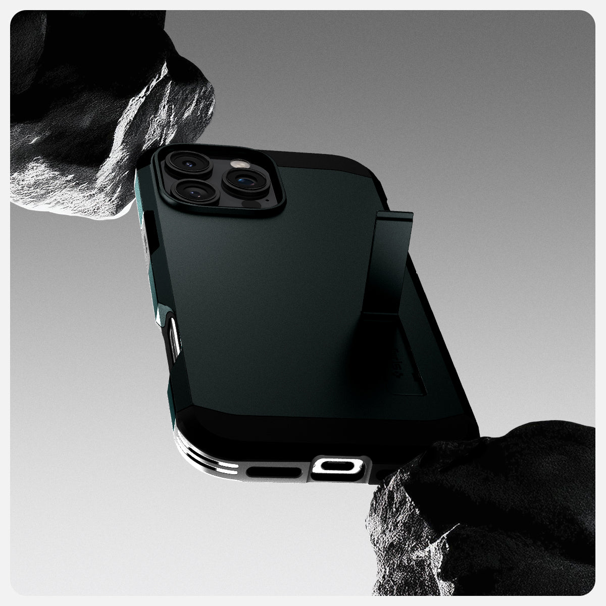 Handyhülle für iPhone 16 Pro, Spigen Tough Armor Mag mit MagSafe, Grün