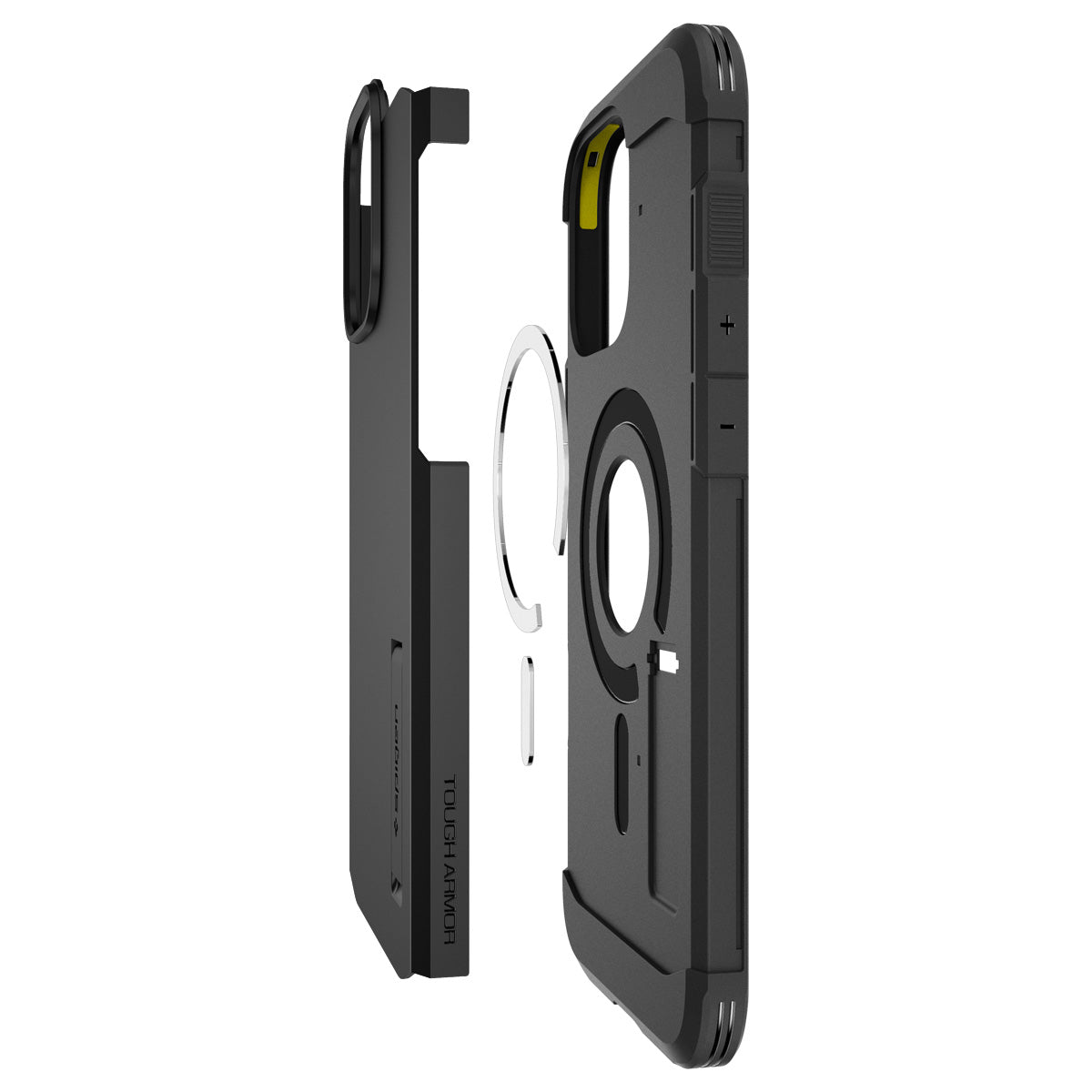 Handyhülle für iPhone 16 Pro, Spigen Tough Armor Mag mit MagSafe, Schwarz