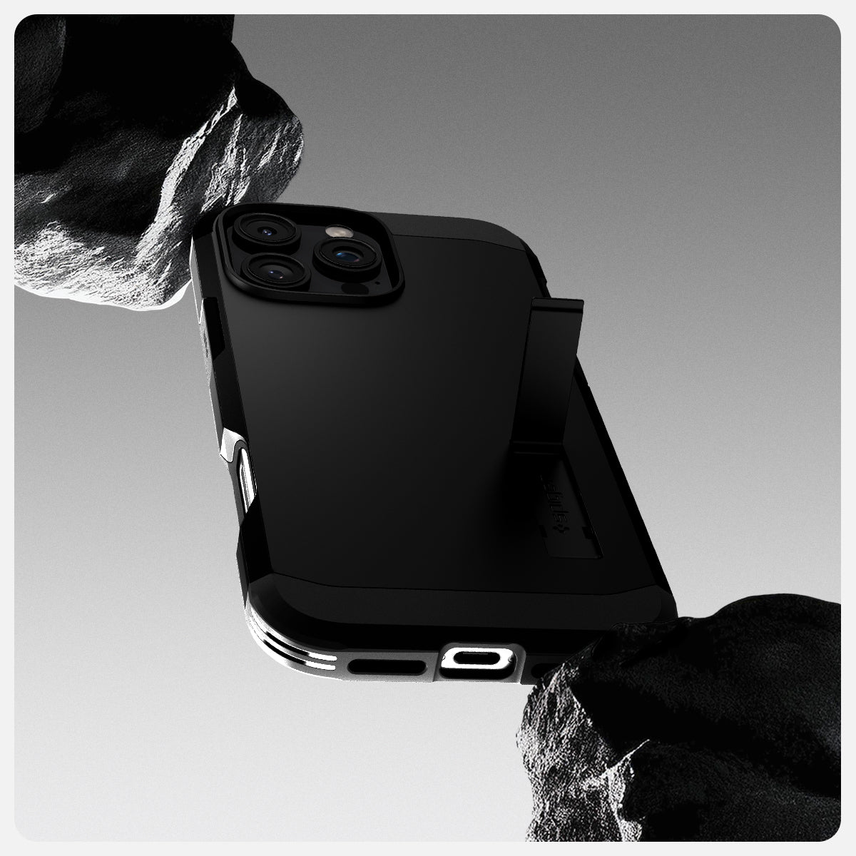 Handyhülle für iPhone 16 Pro, Spigen Tough Armor Mag mit MagSafe, Schwarz