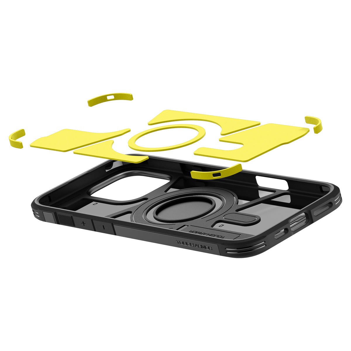 Handyhülle für iPhone 16 Pro, Spigen Tough Armor Mag mit MagSafe, Schwarz