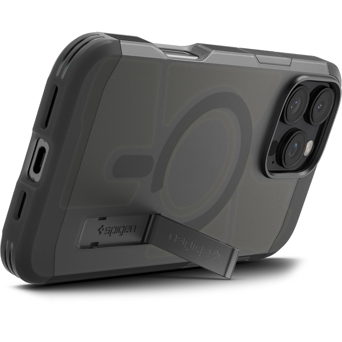 Handyhülle für iPhone 16 Pro Max, Spigen Tough Armor Mag mit MagSafe, Rauchfarben