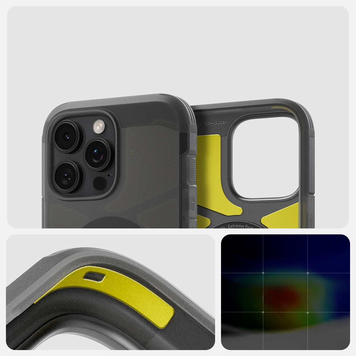 Handyhülle für iPhone 16 Pro Max, Spigen Tough Armor Mag mit MagSafe, Rauchfarben