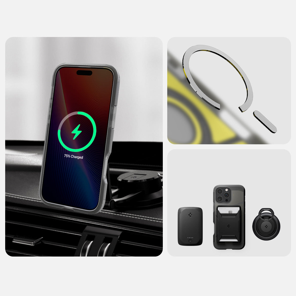 Handyhülle für iPhone 16 Pro Max, Spigen Tough Armor Mag mit MagSafe, Rauchfarben