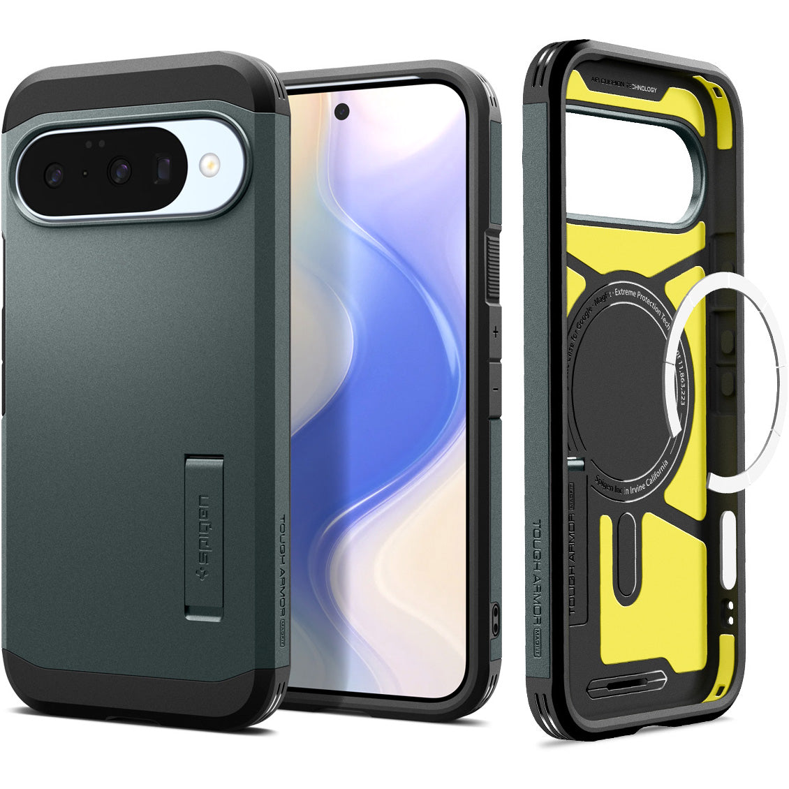 Handyhülle für Google Pixel 10 Pro / Pixel 10, Spigen Tough Armor Mag mit MagSafe, Grün