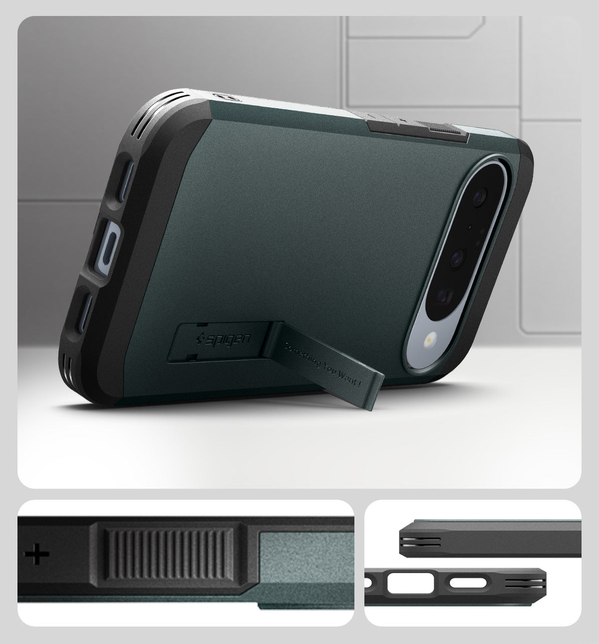 Handyhülle für Google Pixel 10 Pro / Pixel 10, Spigen Tough Armor Mag mit MagSafe, Grün