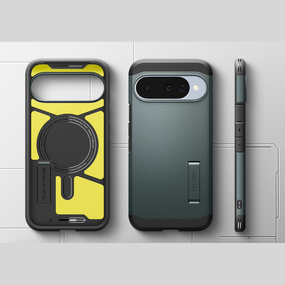 Handyhülle für Google Pixel 10 Pro / Pixel 10, Spigen Tough Armor Mag mit MagSafe, Grün