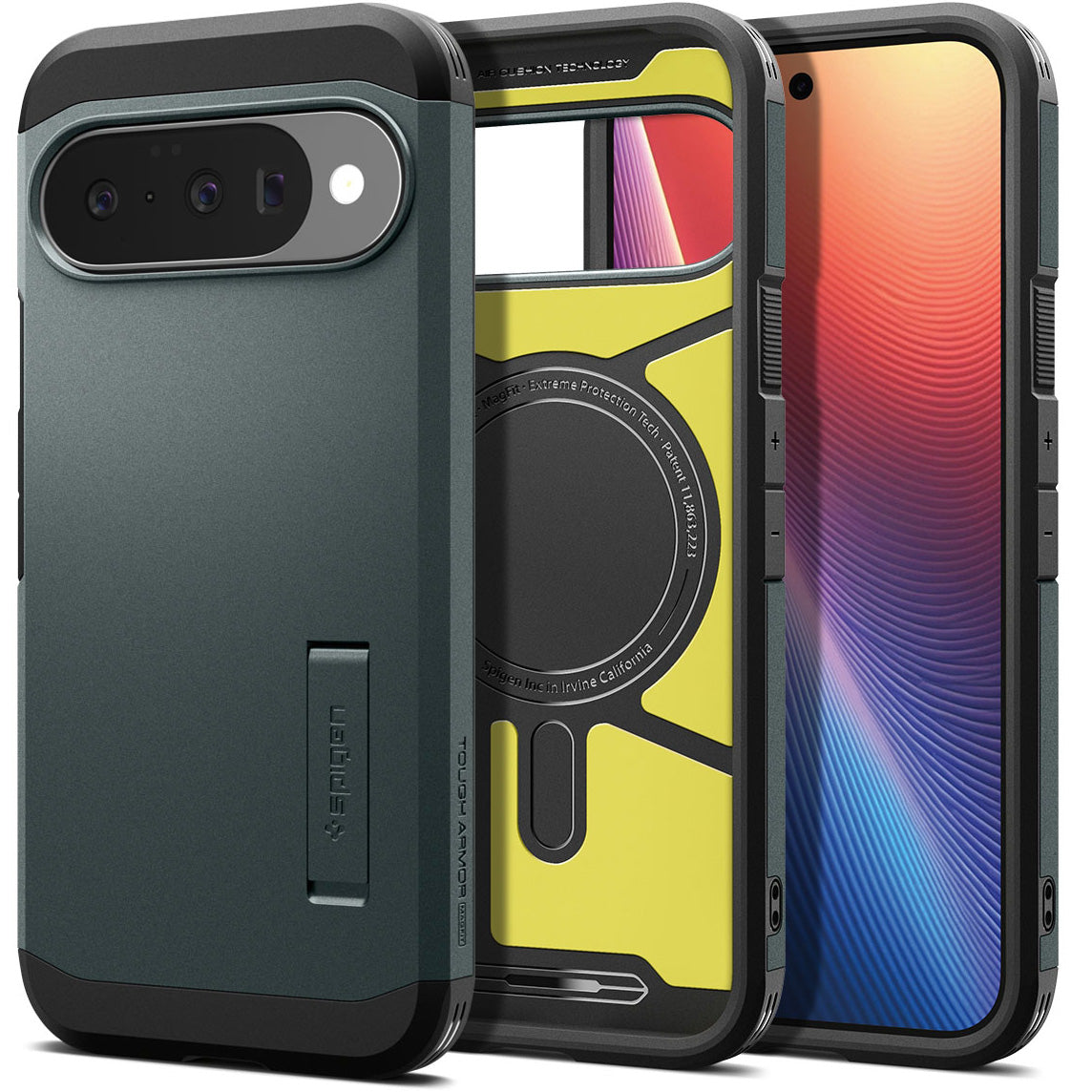 Handyhülle für Google Pixel 10 Pro / Pixel 10, Spigen Tough Armor Mag mit MagSafe, Grün