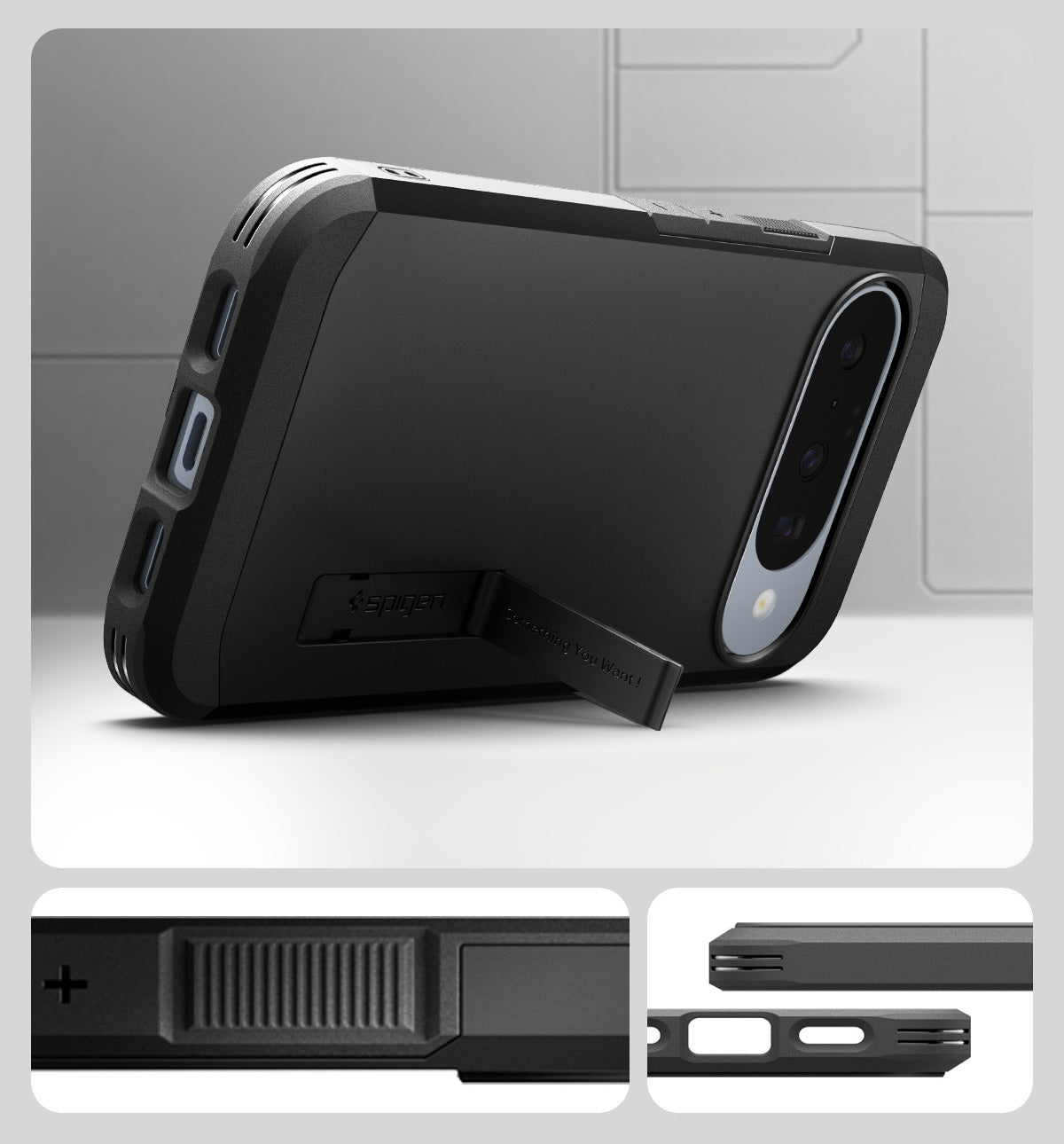 Handyhülle für Google Pixel 10 Pro / Pixel 10, Spigen Tough Armor Mag mit MagSafe, Schwarz
