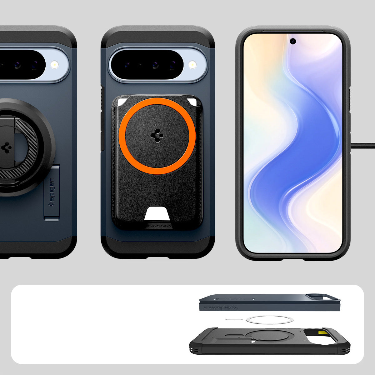 Handyhülle für Google Pixel 10 Pro / Pixel 10, Spigen Tough Armor Mag mit MagSafe, Dunkelblau