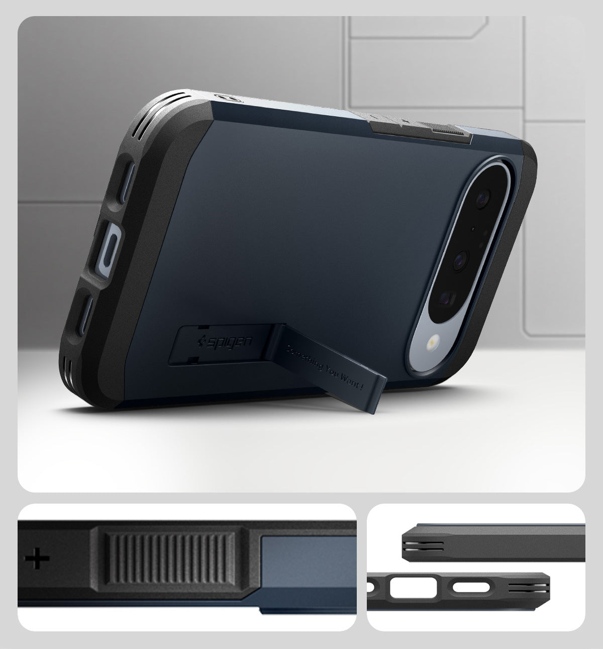 Handyhülle für Google Pixel 10 Pro / Pixel 10, Spigen Tough Armor Mag mit MagSafe, Dunkelblau