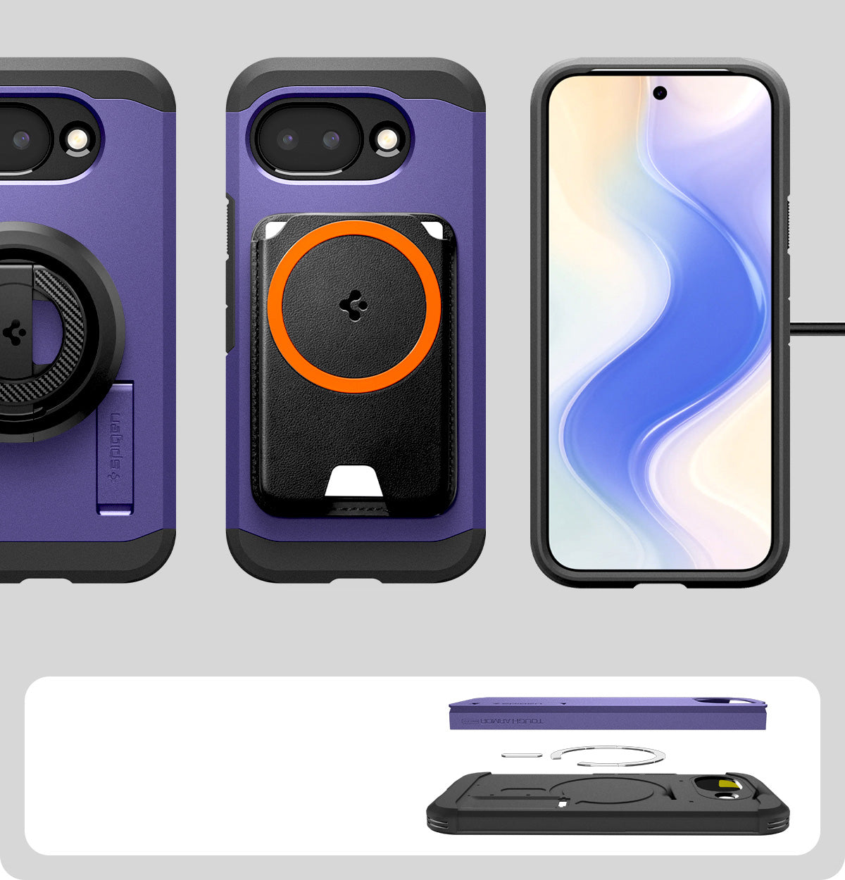 Handyhülle für Google Pixel 10a, Spigen Tough Armor Mag mit MagSafe, Violett