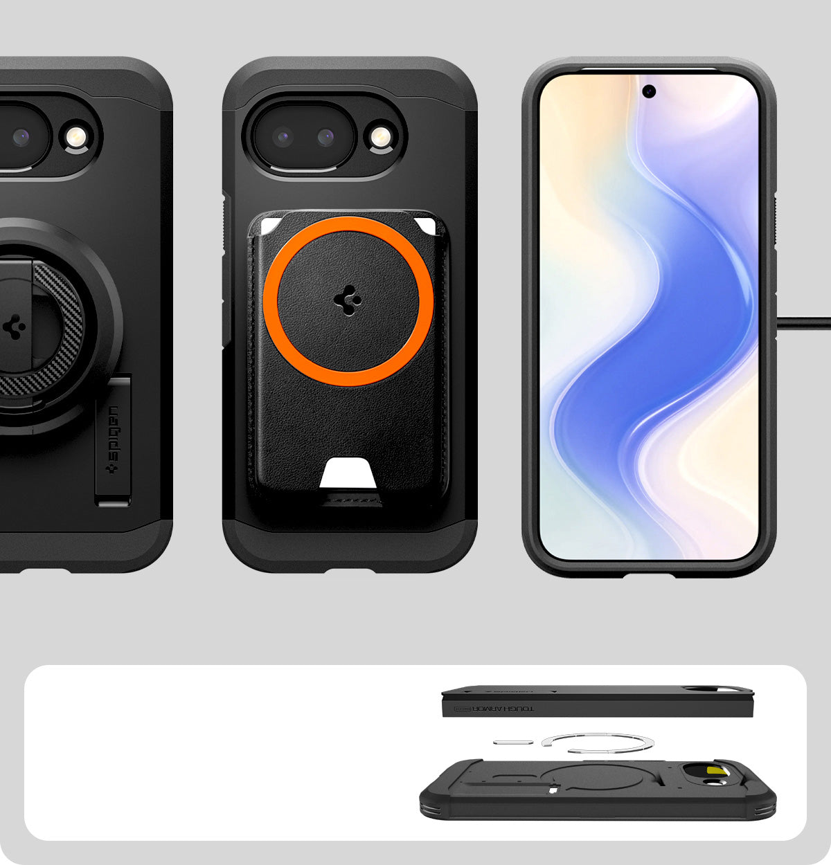 Handyhülle für Google Pixel 10a, Spigen Tough Armor Mag mit MagSafe, Schwarz